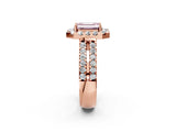 Rose gold Fancy Pink Emerald  Halo Diamond Split Shank Engagement Ring with Prong Setting_65
