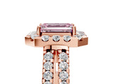 Rose gold Fancy Pink Emerald  Halo Diamond Split Shank Engagement Ring with Prong Setting_68
