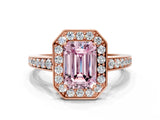 Rose gold Fancy Pink Emerald  Halo Pavé Diamond Engagement Ring with Bezel Setting_37