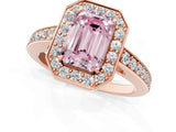Rose gold Fancy Pink Emerald  Halo Pavé Diamond Engagement Ring with Bezel Setting_38