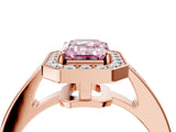 Rose gold Fancy Pink Emerald  Halo Pavé Diamond Engagement Ring with Bezel Setting_41