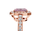 Rose gold Fancy Pink Emerald  Halo Pavé Diamond Engagement Ring with Bezel Setting_42