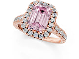 Rose gold Fancy Pink Emerald  Halo Pavé Diamond Engagement Ring with Four-Prong Setting_27