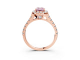 Rose gold Fancy Pink Emerald  Halo Pavé Diamond Engagement Ring with Four-Prong Setting_29