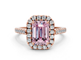 Rose gold Fancy Pink Emerald  Halo Pavé Diamond Engagement Ring with Four-Prong Setting_3