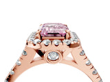 Rose gold Fancy Pink Emerald  Halo Pavé Diamond Engagement Ring with Four-Prong Setting_30