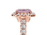 Rose gold Fancy Pink Emerald  Halo Pavé Diamond Engagement Ring with Four-Prong Setting_31