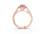 Rose gold Fancy Pink Emerald  Halo Pavé Diamond Engagement Ring with Four-Prong Setting_6