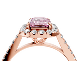 Rose gold Fancy Pink Emerald  Halo Pavé Diamond Engagement Ring with Four-Prong Setting_7