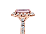 Rose gold Fancy Pink Emerald  Halo Pavé Diamond Engagement Ring with Four-Prong Setting_8