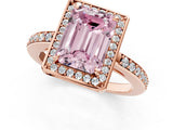 Rose gold Fancy Pink Emerald  Halo Pave Band Solitaire Ring with Prong Setting_68