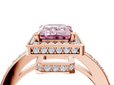 Rose gold Fancy Pink Emerald  Halo Pave Band Solitaire Ring with Prong Setting_71
