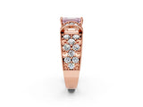 Rose gold Fancy Pink Emerald  Halo Pave Diamond Engagement Ring with Milgrain Detailing_50