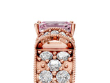 Rose gold Fancy Pink Emerald  Halo Pave Diamond Engagement Ring with Milgrain Detailing_53