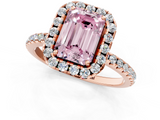 Rose gold Fancy Pink Emerald  Halo Round Diamond Pavé Band Four-Prong Ring_4