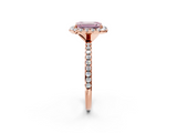 Rose gold Fancy Pink Emerald  Halo Round Diamond Pavé Band Four-Prong Ring_5