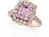 Rose gold Fancy Pink Emerald  Halo Round Diamond Pave Band with Four-Prong Setting_39