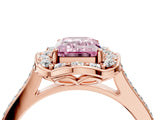 Rose gold Fancy Pink Emerald  Halo Round Diamond Pave Band with Four-Prong Setting_42