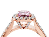 Rose gold Fancy Pink Emerald  Halo Round Diamond Pave Band with Prong Setting 4