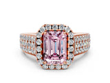 Rose gold Fancy Pink Emerald  Halo Round Diamond Pave Band with Prong Setting_26