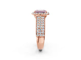Rose gold Fancy Pink Emerald  Halo Round Diamond Pave Band with Prong Setting_28