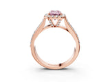 Rose gold Fancy Pink Emerald  Halo Round Diamond Pave Band with Prong Setting_29