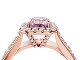 Rose gold Fancy Pink Emerald  Halo Round Diamond Pave Band with Prong Setting_30