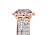 Rose gold Fancy Pink Emerald  Halo Round Diamond Pave Band with Prong Setting_31