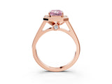 Rose gold Fancy Pink Emerald  Halo Solitaire Diamond Ring with Pave Band and Bezel Setting_51
