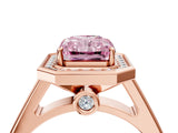 Rose gold Fancy Pink Emerald  Halo Solitaire Diamond Ring with Pave Band and Bezel Setting_52