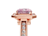 Rose gold Fancy Pink Emerald  Halo Solitaire Diamond Ring with Pave Band and Bezel Setting_53
