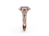 Rose gold Fancy Pink Emerald  Halo Split Shank Diamond Engagement Ring with Pave Band and Four-Prong Setting_56