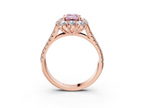 Rose gold Fancy Pink Emerald  Halo Split Shank Diamond Engagement Ring with Pave Band and Four-Prong Setting_57