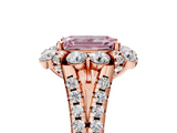 Rose gold Fancy Pink Emerald  Halo Split Shank Diamond Engagement Ring with Pave Band and Four-Prong Setting_59