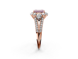Rose gold Fancy Pink Emerald  Halo Split Shank Diamond Engagement Ring with Prong Setting_22
