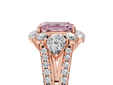 Rose gold Fancy Pink Emerald  Halo Split Shank Diamond Engagement Ring with Prong Setting_25