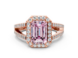 Rose gold Fancy Pink Emerald  Halo Split Shank Diamond Ring with Four-Prong Setting_32