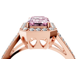 Rose gold Fancy Pink Emerald  Halo Split Shank Diamond Ring with Four-Prong Setting_36
