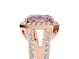 Rose gold Fancy Pink Emerald  Halo Split Shank Diamond Ring with Four-Prong Setting_37