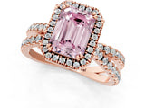 Rose gold Fancy Pink Emerald  Halo Split Shank Diamond Ring with Pavé Setting_26