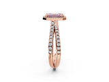 Rose gold Fancy Pink Emerald  Halo Split Shank Diamond Ring with Pavé Setting_27
