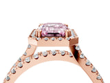 Rose gold Fancy Pink Emerald  Halo Split Shank Diamond Ring with Pavé Setting_29