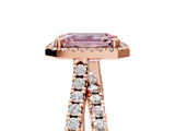 Rose gold Fancy Pink Emerald  Halo Split Shank Diamond Ring with Pavé Setting_30
