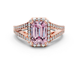 Rose gold Fancy Pink Emerald  Halo Split Shank Diamond Ring with Prong Setting_20