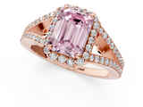 Rose gold Fancy Pink Emerald  Halo Split Shank Diamond Ring with Prong Setting_21