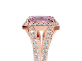 Rose gold Fancy Pink Emerald  Halo Split Shank Diamond Ring with Prong Setting_25