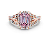 Rose gold Fancy Pink Emerald  Halo Split Shank Pave Diamond Ring with Four-Prong Setting_60