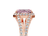 Rose gold Fancy Pink Emerald  Halo Split Shank Pave Diamond Ring with Four-Prong Setting_65