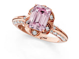 Rose gold Fancy Pink Emerald  Halo Split Shank Pave Diamond Ring with Petal Prong Setting_16