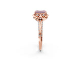 Rose gold Fancy Pink Emerald  Halo Split Shank Pave Diamond Ring with Petal Prong Setting_17